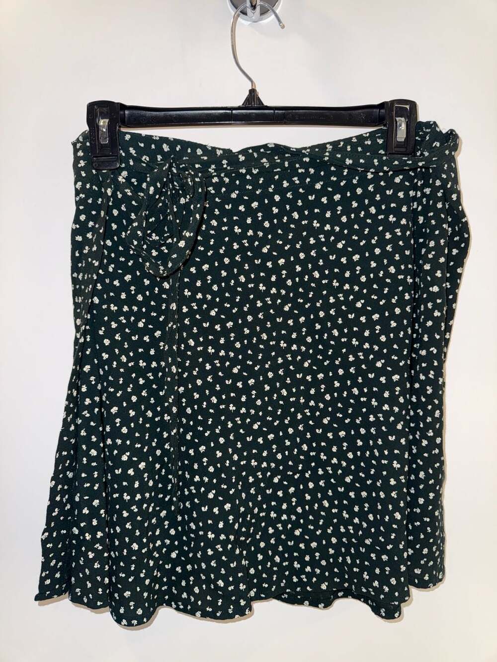 Brandy Melville Green Floral Wrap Mini Skirt